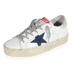 New With Box! Golden Goose Hi Star White Denim Star Size 8